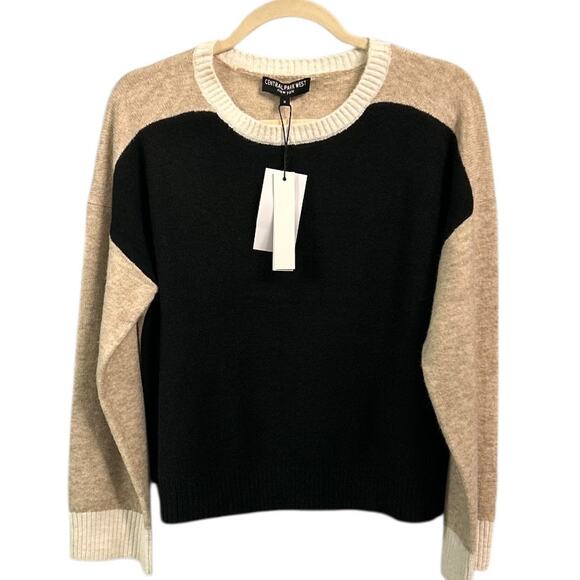 NWT Revolve/Central Park West Deacon Black Tan Gray Color Blocked Crewneck Small - Picture 3 of 10